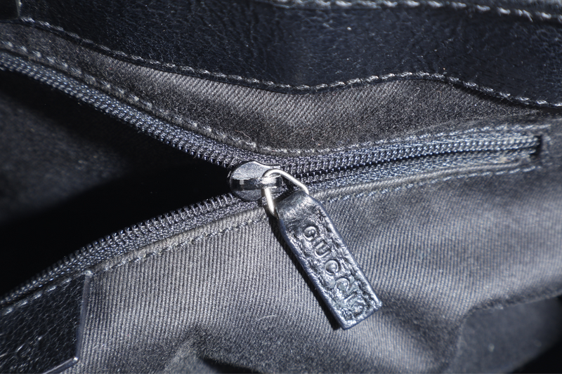 GUCCI BLACK CANVAS TOTE BAG SILVER HARDWARE NO DUST COVER