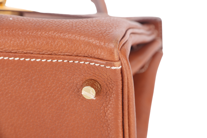 HERMES KELLY 28 FAUVE BARENIA FAUBOURG GOLD HARDWARE STAMP Z (YEAR 2021) WITH KEYS, LOCK, STRAPS, RAINCOAT AND DUST COVER