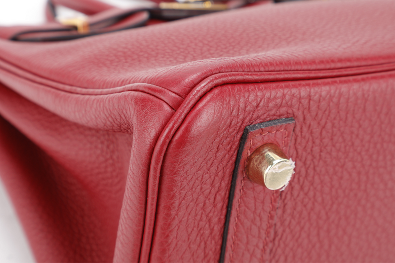 HERMES BIRKIN 25 ROUGE GRENAT TOGO GOLD HARDWARE STAMP C (YEAR 2018) WITH KEYS&LOCK, RAINCOAT, CARE CARD, DUST COVER AND BOX