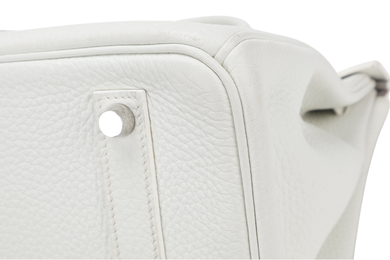 HERMES BIRKIN FLAG 35 WHITE AND GRIS PERLE CLEMENCE, LIZARD LEATHER SILVER HARDWARE STAMP Q SQUARE (YEAR 2013) WITH LOCK & KEYS AND DUST COVER