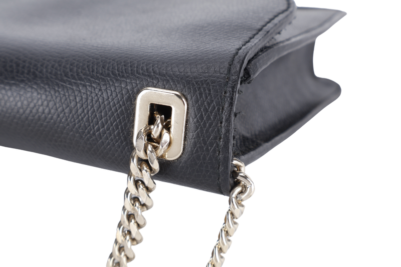 FURLA ENVELOPE CHAIN BAG MEDIUM BLACK CALF LEATHER GOLD HARDWARE NO DUST COVER