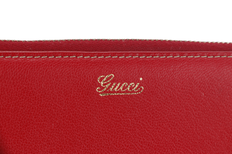 GUCCI SHERRY LINE ZIPPY WALLET(152611) RED LEATHER GOLD HARDWARE