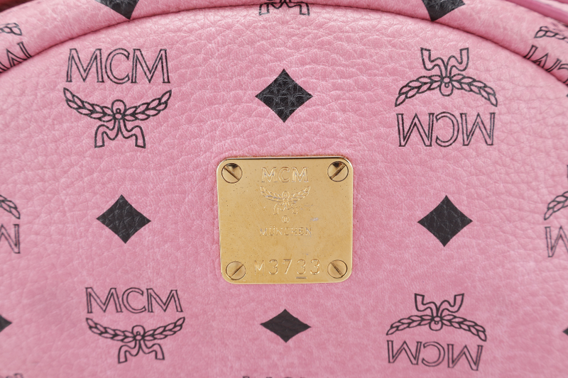 MCM STARK BACKPACK IN PINK VISETORS LEATHER GOLD HARDWARE NO DUST COVER