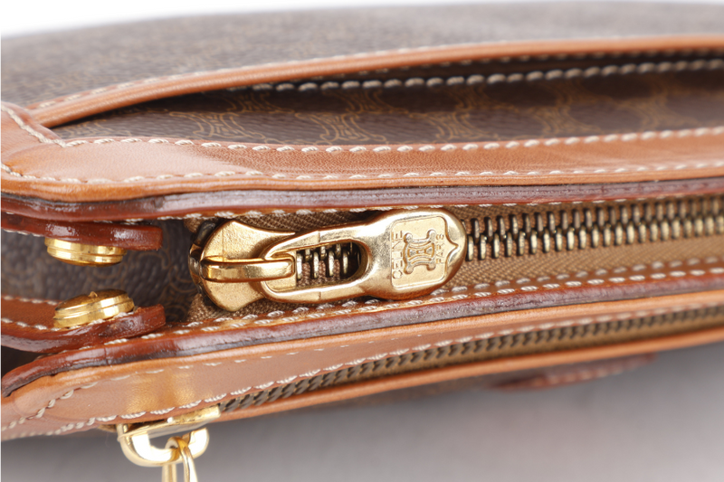 CELINE M94 MACADAM CLUTCH BROWN MONOGRAM COATED CANVAS GOLD HARDWARE NO DUST COVER