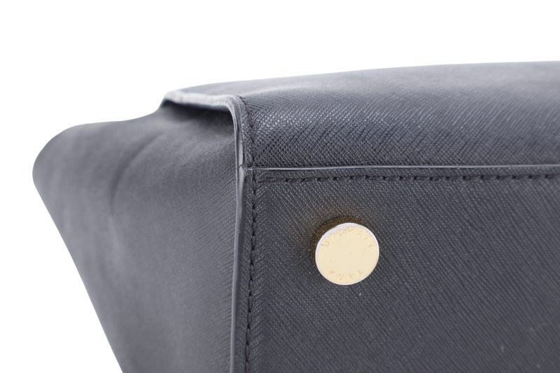 MICHAEL KORS SELMA LARGE SAFFIANO BLACK LEATHER TOTE BAG WITH GOLD HARDWARE AND DUST COVER