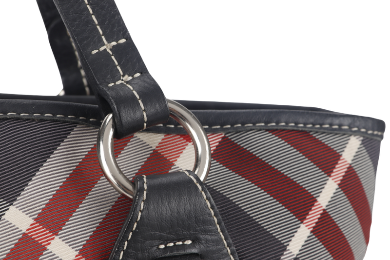 BURBERRY BLUE LABEL RED & BLUE CHECK ZIPPY TOTE BAG ZAE05-110-07 WITH DUST COVER