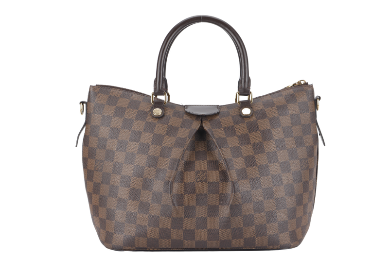 LOUIS VUITTON SIENA MM (N41546) DAMIER EBENE CANVAS GOLD HARDWARE WITH DUST COVER AND BOX