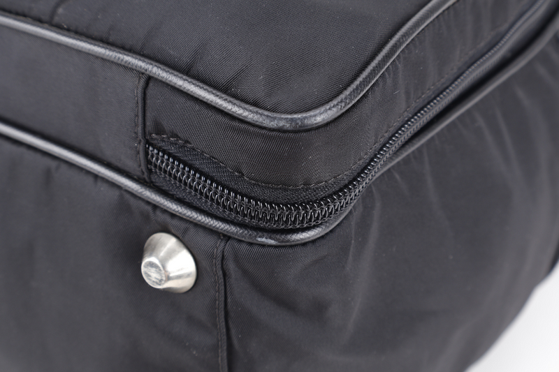 PRADA BLACK NYLON TESSUTO BUSINESS BAG SAFFIANO LEATHER TRIM SILVER HARDWARE WITH SHOULDER STRAP NO DUST COVER