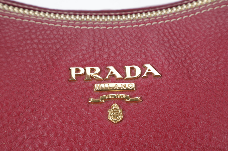 PRADA 2WAY TOTE (BN2318) FUCHSIA VITELLO DAINO LEATHER GOLD HARDWARE WITH STRAPS AND CARD