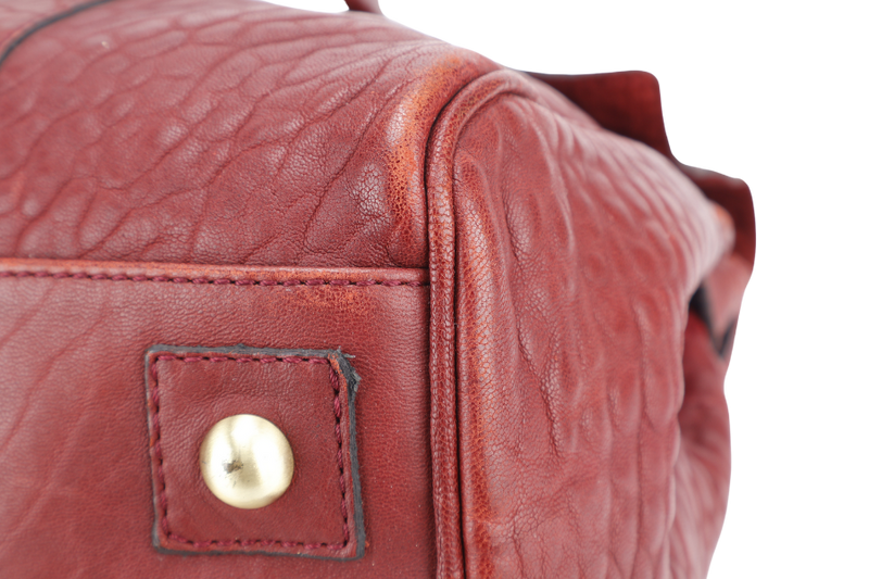 MULBERRY THE BAYSWATER SATCHEL BURGUNDY LEATHER GOLD HARDWARE NO DUST COVER