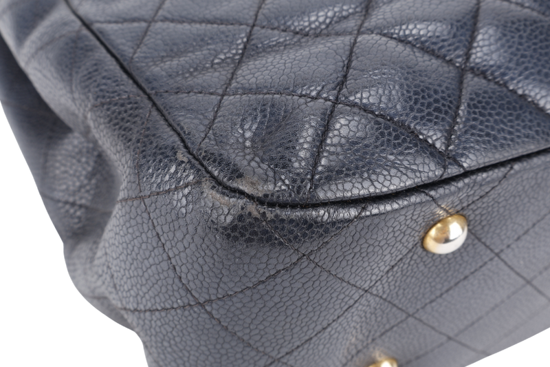 CHANEL BLACK CAVIAR TIMELESS CLASSIC SHOPPING TOTE (2196xxxx) GOLD HARDWARE NO CARD WITH DUST COVER AND BOX