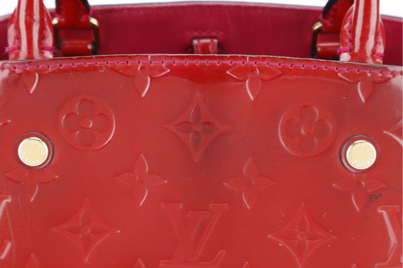 LOUIS VUITTON MONTAIGNE BB RED MONOGRAM VERNIS LEATHER GOLD HARDWARE NO DUST COVER