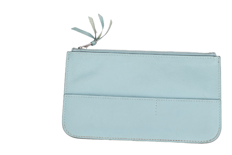 HERMES DONGON DUO WALLET (STAMP X) YEAR 2016 BLUE TOGO LEATHER PALLADIUM HARDWARE NO DUST COVER & BOX