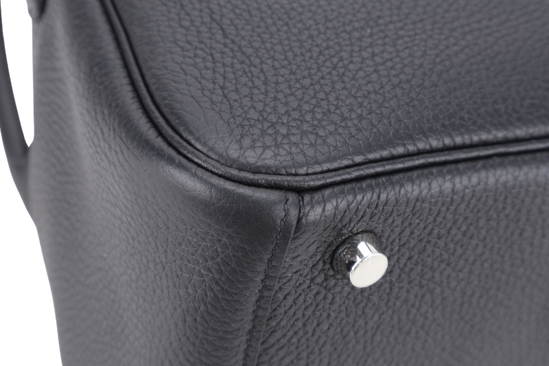 HERMES LINDY 26 BLACK CLEMENCE LEATHER SILVER HARDWARE STAMP Z (YEAR 2021) WITH DUST COVER, BOX AND FELT COVER