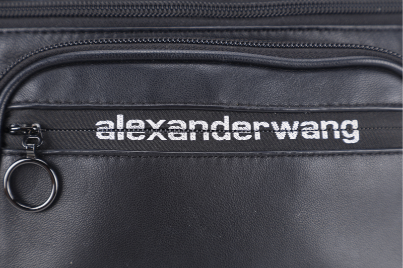 ALEXANDER WANG BLACK LAMBSKIN ATTICA BELT BAG SILVER AND BLACK HARDWARE NO DUST COVER