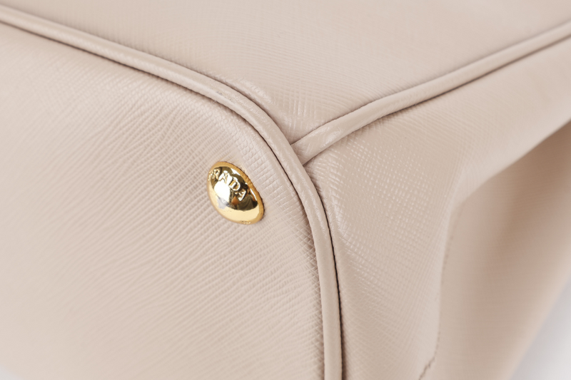 PRADA GALLERIA MEDIUM BEIGE SAFFIANO LEATHER GOLD HARDWARE WITH STRAPS AND DUST COVER