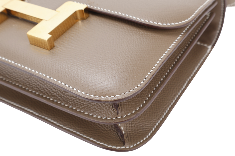 HERMES CONSTANCE 18 STAMP U (YEAR 2022) ETOUPE EPSOM GOLD HARDWARE WITH DUST COVER