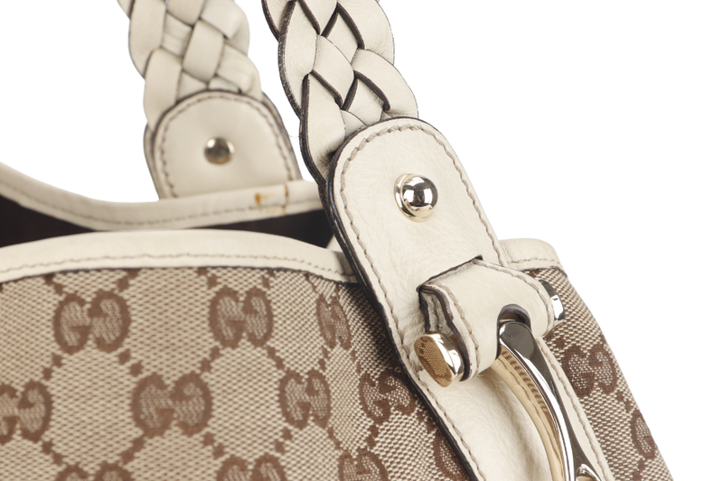 GUCCI GG HORSEBIT SHOULDER BAG (137621) BEIGE CANVAS PALLADIUM HARDWARE NO DUST COVER