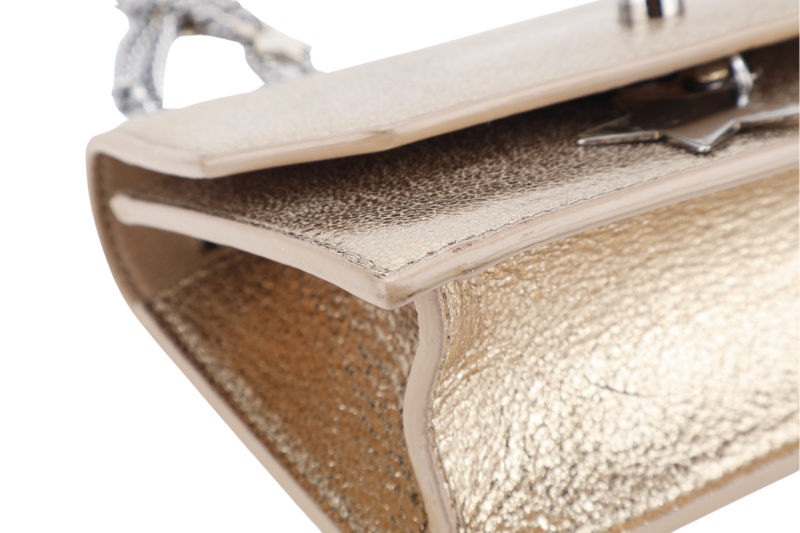 JIMMY CHOO SERENA STAR CHARM CROSSBODY BAG SMALL GOLD METALLIC SILVER HARDWARE WITH DUST COVER AND BOX