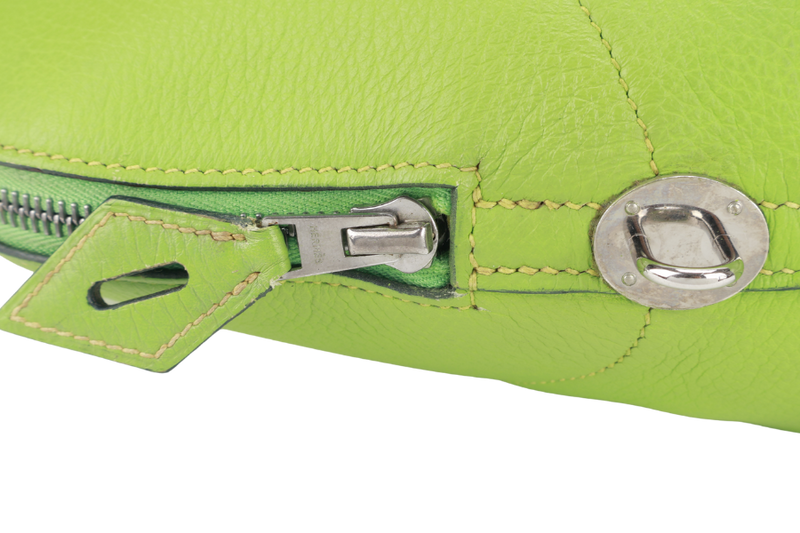 HERMES BOLIDE 35 NANNY GREEN TOGO LEATHER STAMP G SQUARE (YEAR 2003) WITH LOCK&KEYS AND STRAPS NO DUST COVER