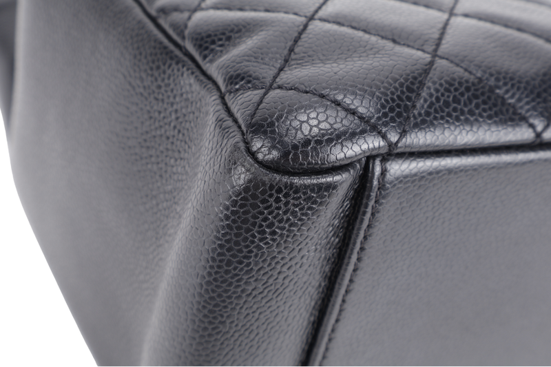 CHANEL GST BLACK CAVIAR LEATHER (2015xxxx) SILVER HARDWARE WITH CARD NO DUST COVER AND NO BOX