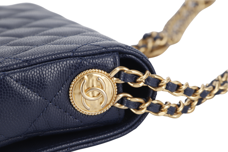 CHANEL WOC (AP6Jxxxx) NAVY BLUE CAVIAR LEATHER GOLD HARDWARE WITH DUST COVER AND BOX