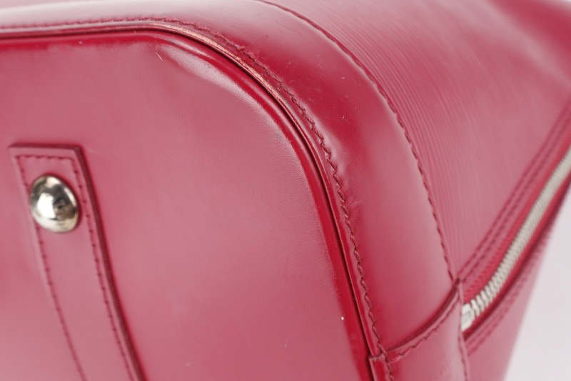 LOUIS VUITTON ALMA GM BURGUNDY EPI LEATHER SILVER HARDWARE WITH DUST COVER
