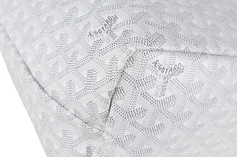GOYARD SAINT LOUIS PM WHITE GOYARDINE SILVER & GREY LINES WITH POUCH WITH DUST COVER