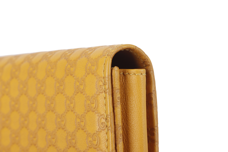 GUCCI GUCCISSIMA TRAVEL CASE (309651) MUSTARD YELLOW AND ORANGE INSERT CALFSKIN LEATHER SILVER HARDWARE WITH BOX