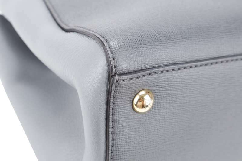 FENDI 2JOURS PETITE (8BH253-D7E-158-0501) GRAY CANVAS LEATHER GOLD HARDWARE NO DUST COVER AND NO BOX