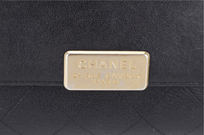 CHANEL STITCHED LAMBSKIN COCO LUXE MEDIUM FLAP BAG BLACK GOLD HARDWARE WITH CARD NO DUST COVER