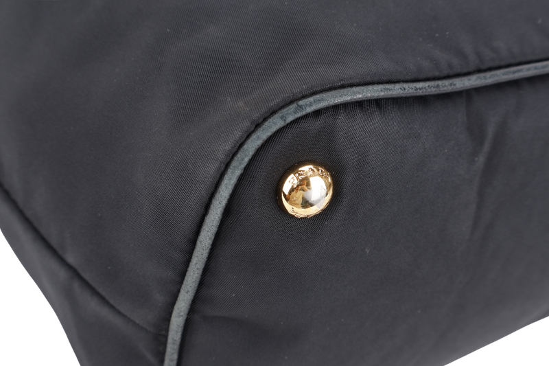 PRADA BR4997 SHOULDER TOTE BAG NERO TESSUTO SAFFIANO GOLD HARDWARE WITH CHARM, CARD AND NO DUST COVER