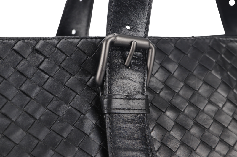 BOTTEGA VENETA (189632) LARGE TOTE BLACK INTRECCIATO NAPPA LEATHER SILVER HARDWARE