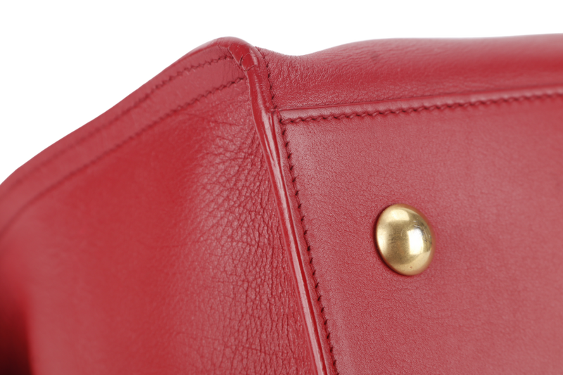 SAINT LAURENT CLASSIC Y CABAS (311210) SMALL RED LEATHER GOLD HARDWARE NO DUST COVER