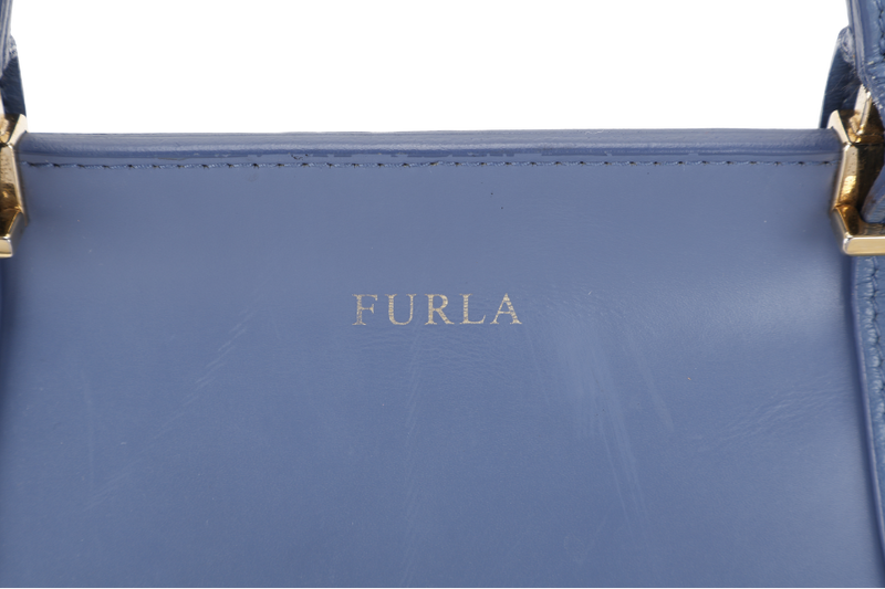 FURLA BLUE LEATHER HANDBAG GOLD HARDWARE NO DUST COVER