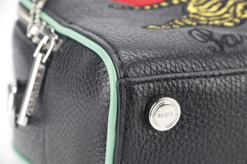 KENZO TIGER EMBROIDERY CROSSBODY BAG GREEN-BLACK SILVER HARDWARE WITH DUST COVER