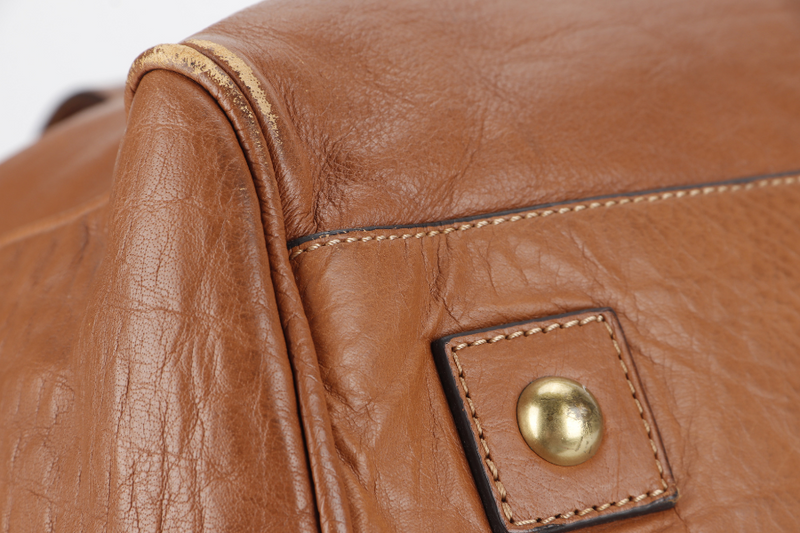 MULBERRY OVERSIZED ALEXA TAN OAK BUFFALO LEATHER SATCHEL BAG GOLD HARDWARE WITH DUST COVER