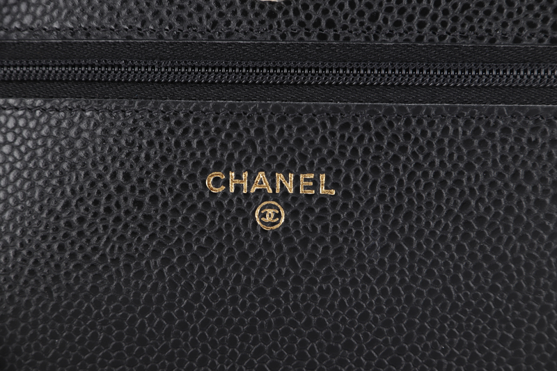 CHANEL WALLET ON CHAIN (JT7Xxxxx) BLACK CAVIAR LEATHER GOLD HARDWARE WITH DUST COVER AND BOX