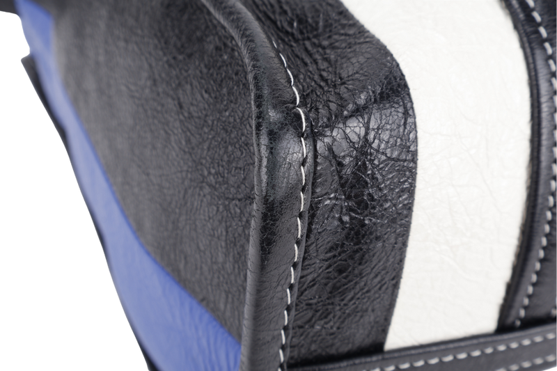 BALENCIAGA MULTICOLOR STRIPED LEATHER BAZAR TOTE BAG SILVER HARDWARE WITH STRAPS NO DUST COVER