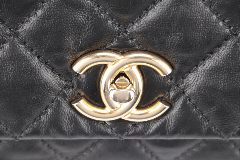 CHANEL RETRO CHAIN ACCORDIAN FLAP LARGE GREY LAMBSKIN LEATHER GOLD HARDWARE (1446xxxx) WITH DUST COVER