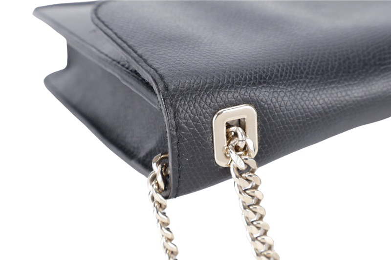 FURLA ENVELOPE CHAIN BAG MEDIUM BLACK CALF LEATHER GOLD HARDWARE NO DUST COVER