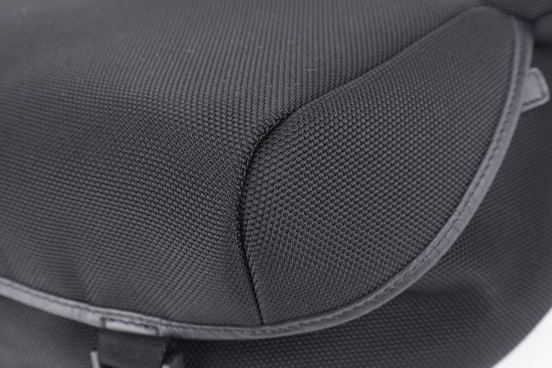 GUCCI TECHNO WEB BELT BAG BLACK CANVAS SILVER HARDWARE WITH DUST COVER
