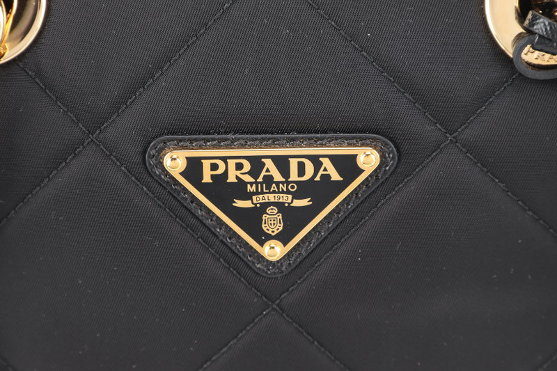 PRADA 1BG887 RE-EDITION 1995 SHOULDER BAG SAFFIANO CUIR NERO-FUOCO GOLD HARDWARE WITH DUST COVER AND CARD