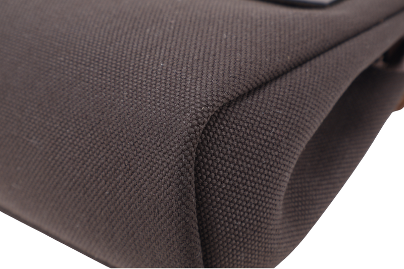 HERMES MINI HERBAG STAMP W (YEAR 2024) EBENE TOILE SILVER HARDWARE WITH DUST COVER