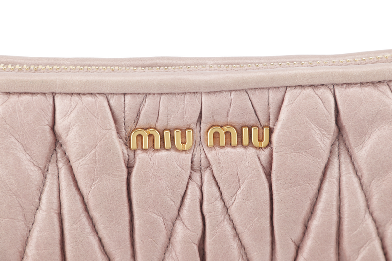 MIU MIU NAPPA MATELASSE WRISTLET PINK LEATHER GOLD HARDWARE NO DUST COVER