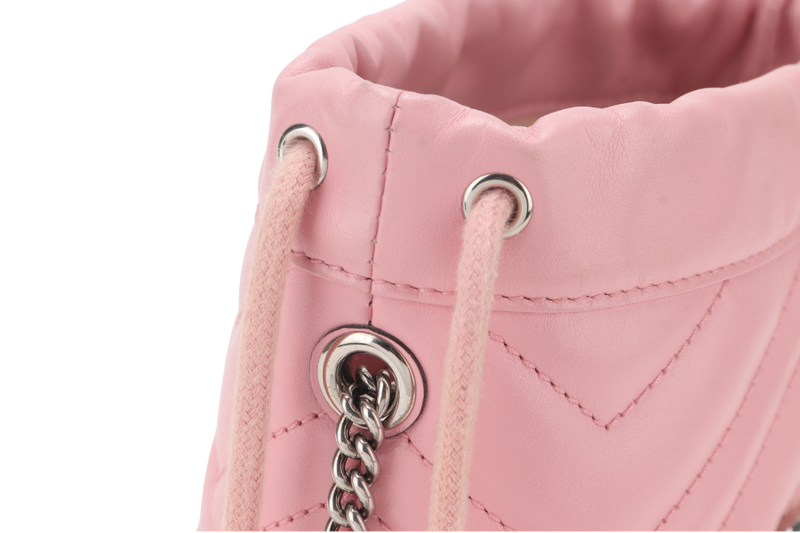 GUCCI GG MARMONT MINI BUCKET BAG PINK CALFSKIN LEATHER NO DUST COVER