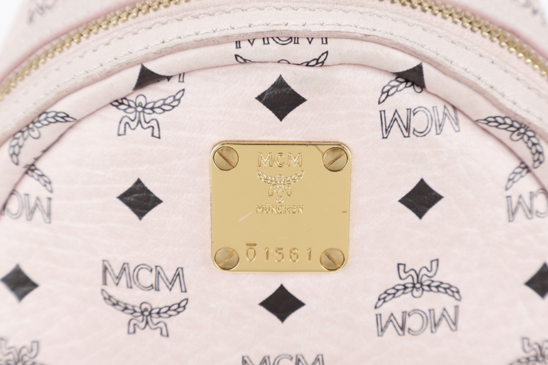 MCM PINK VISETOS STARK BACKPACK WITH STRAPS AND CARD NO DUST COVER