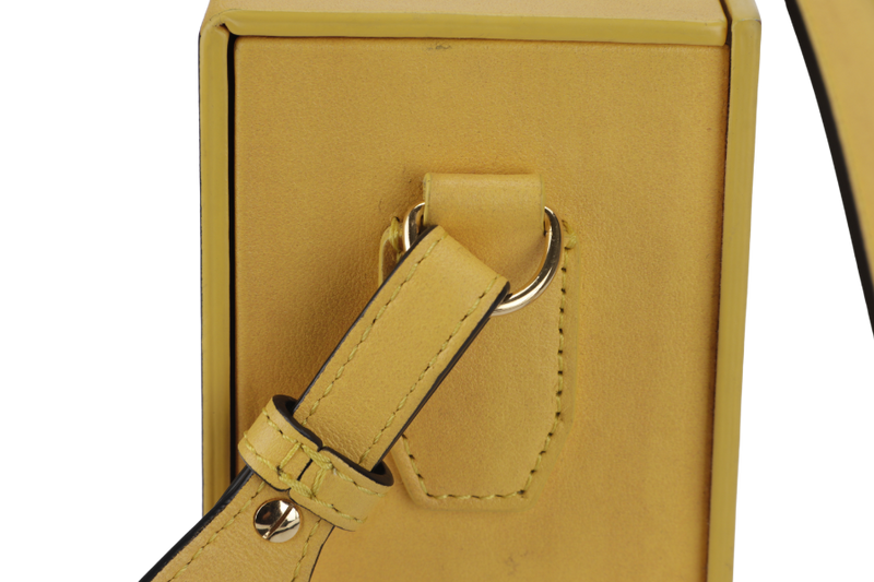 FENDI YELLOW VITELLO LEATHER VERTICAL BOX CROSSBODY BAG GOLD HARDWARE WITH DUST COVER