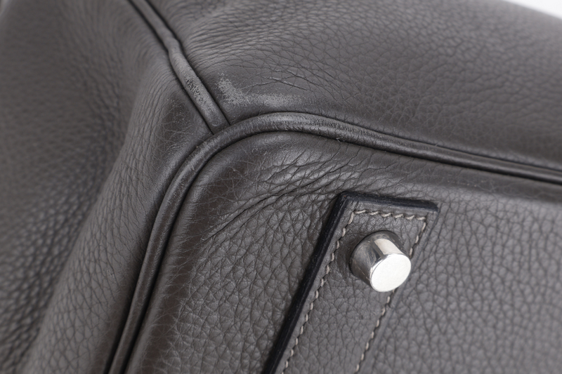 HERMES BIRKIN 40 TOGO LEATHER ETAIN SILVER HARDWARE STAMP K (YEAR 2007) WITH DUST COVER, RAINCOAT, PADLOCK AND KEYS