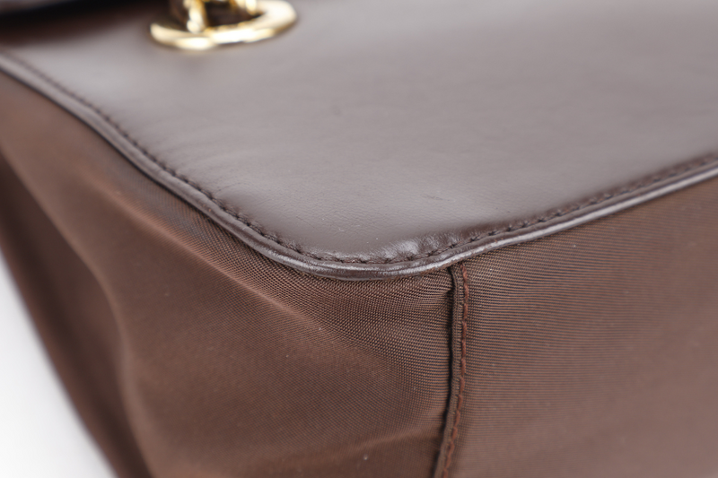 PRADA DARK BROWN NAPPA LEATHER SHOULDER CHAIN BAG GOLD HARDWARE NO CARD NO DUST COVER